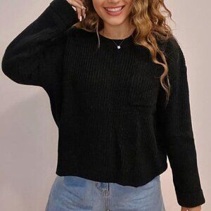 PrettyGarden Ribbed Sweater Black Size XL Pullover Brand New